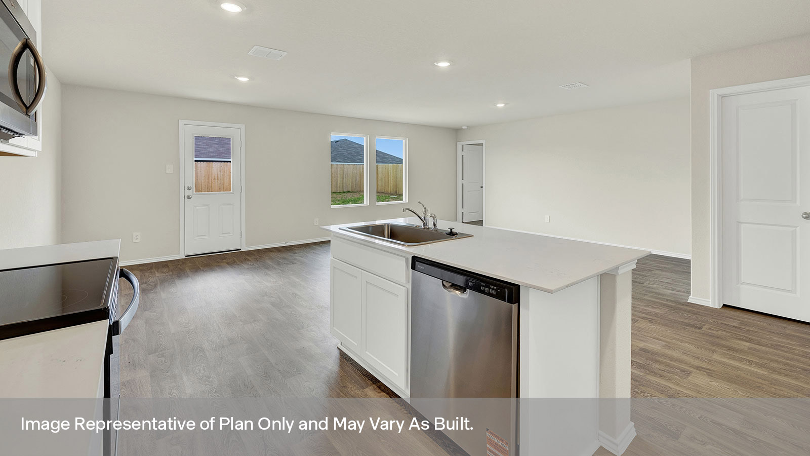 Kitchen island overlooking the living room.