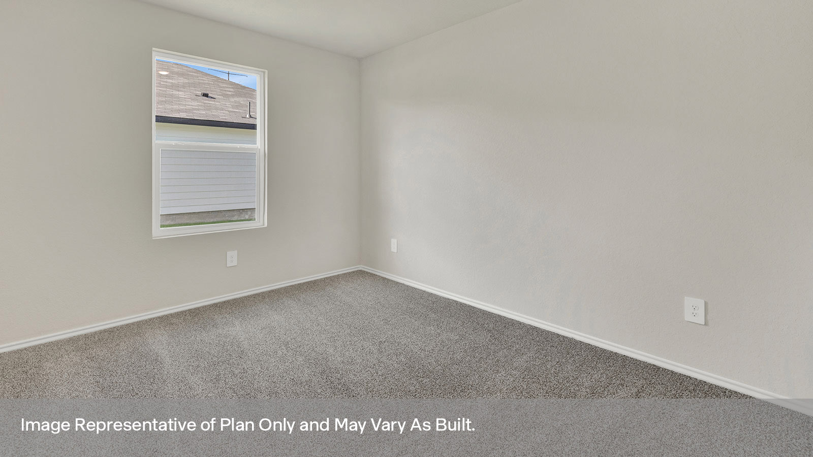 Secondary bedroom with carpeting and one window.