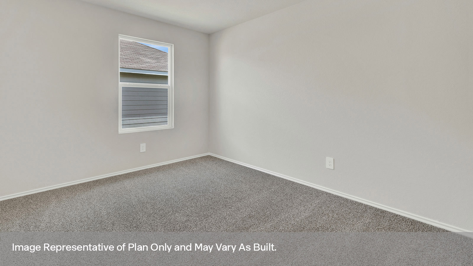 Secondary bedroom with carpeting and one window.