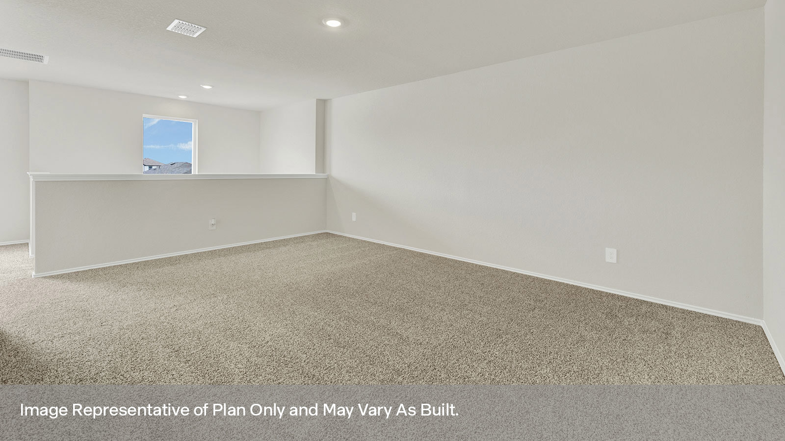 Gameroom with carpeting and windows.