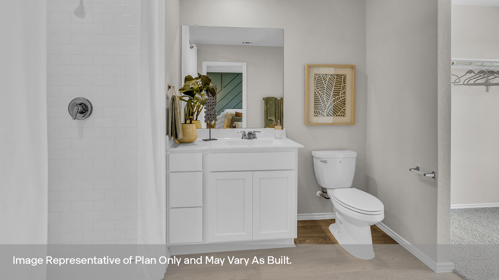 Main bathroom with sink and closet entry.