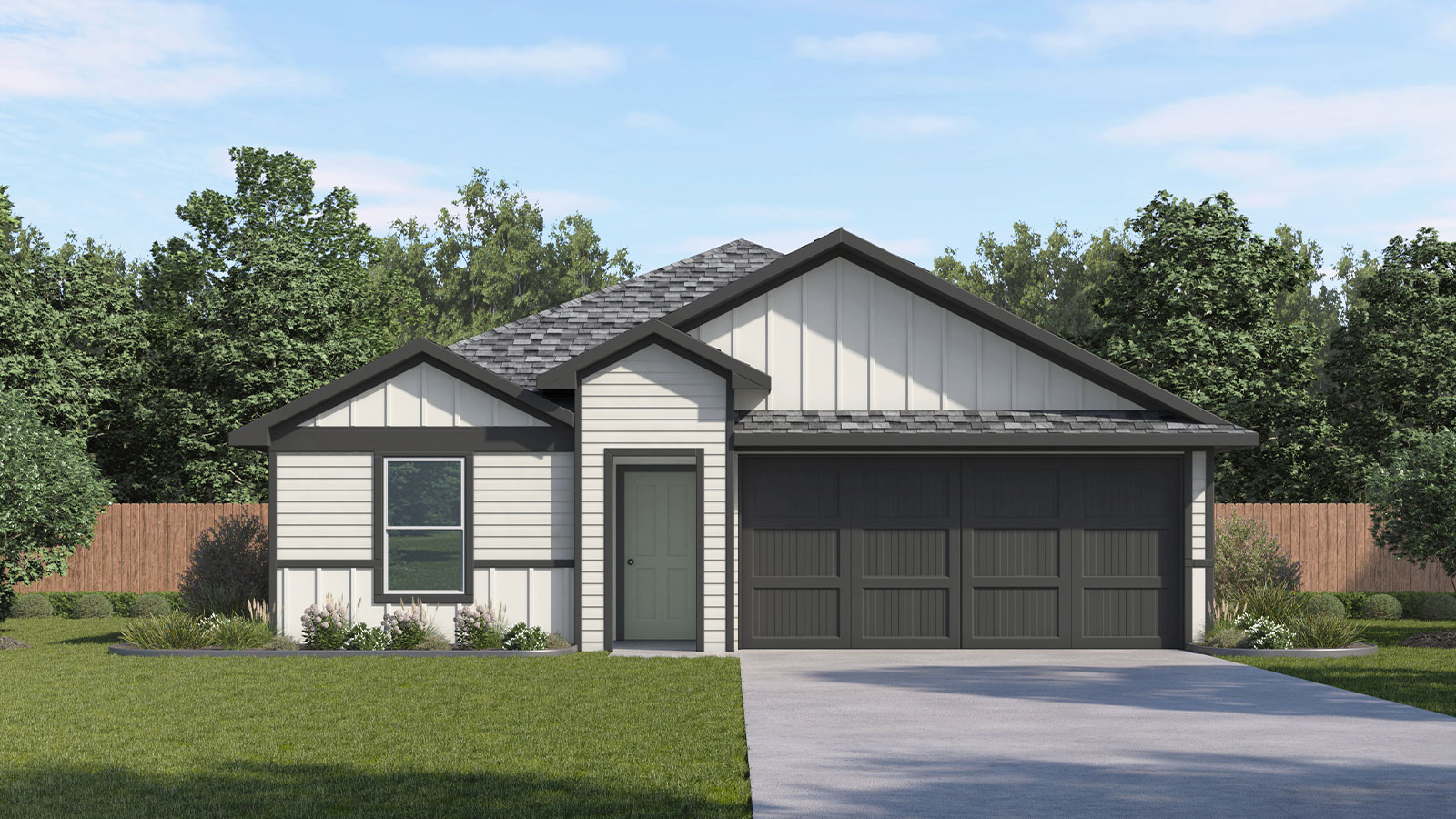 Baylor floorplan K elevation rendering.