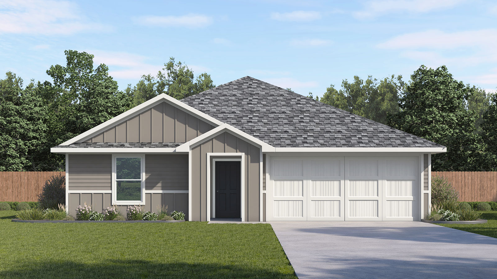 The Austin floorplan K elevation rendering.