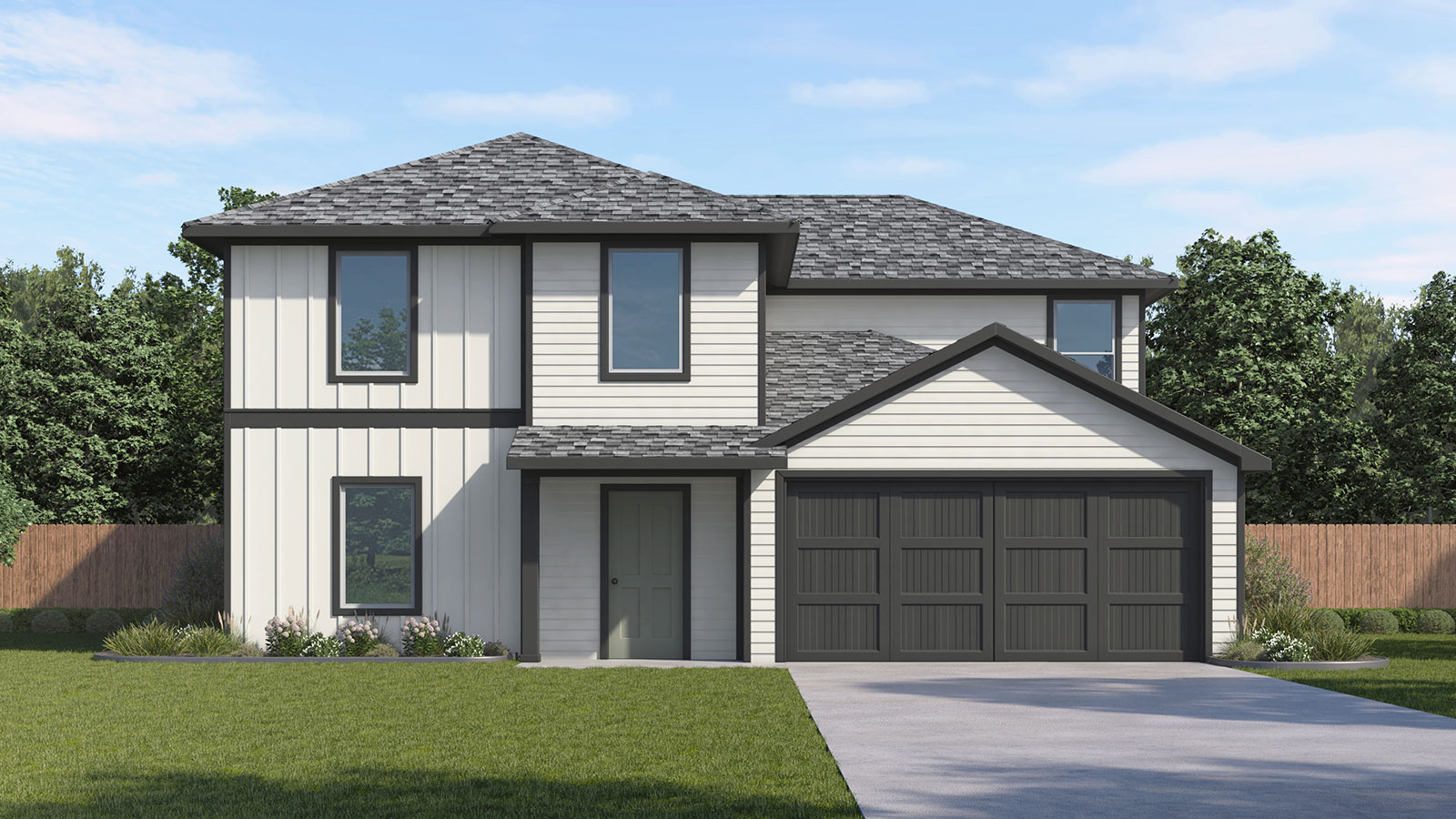 The Callahan floorplan J elevation rendering.
