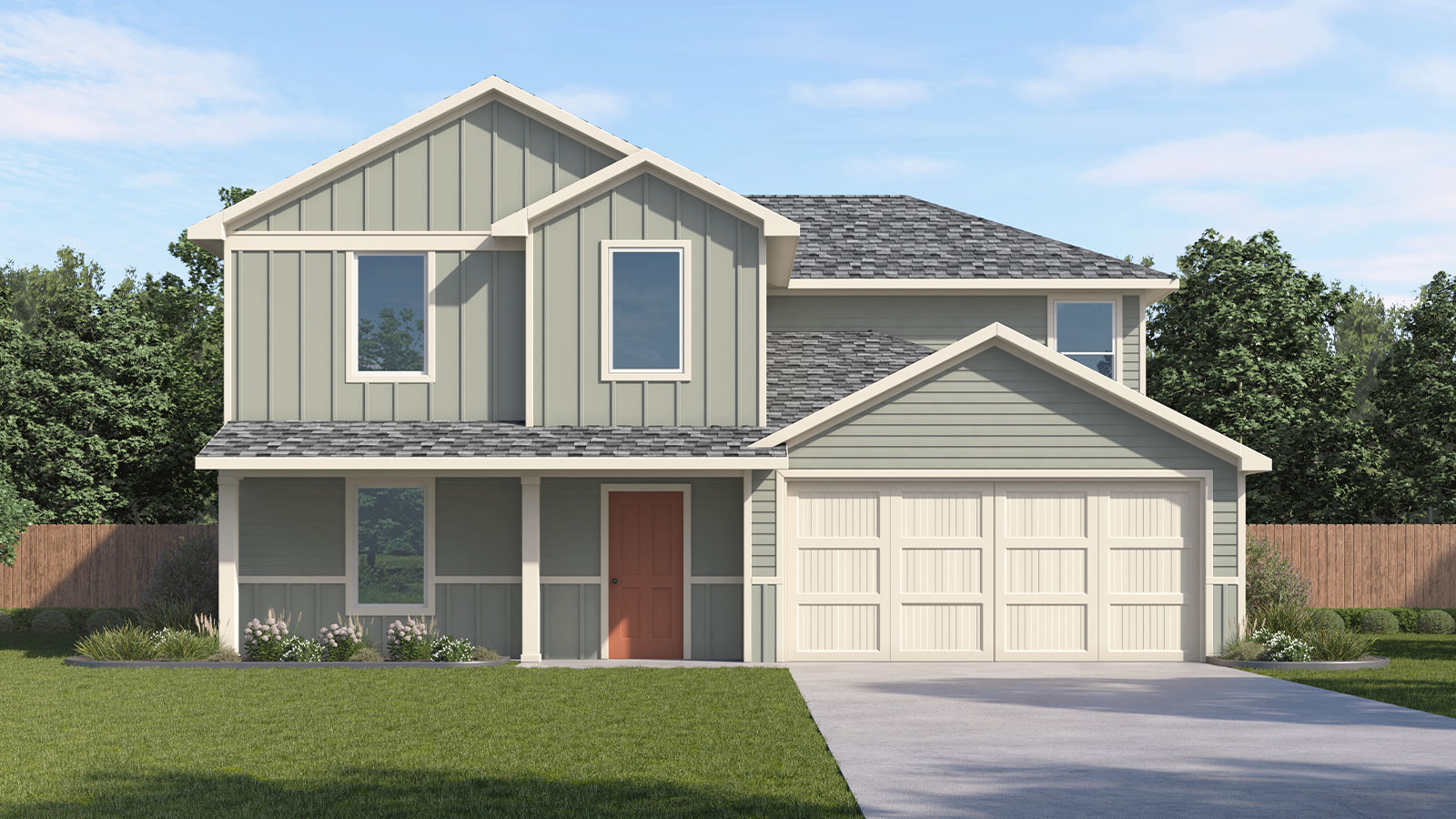 The Callahan floorplan K elevation rendering.