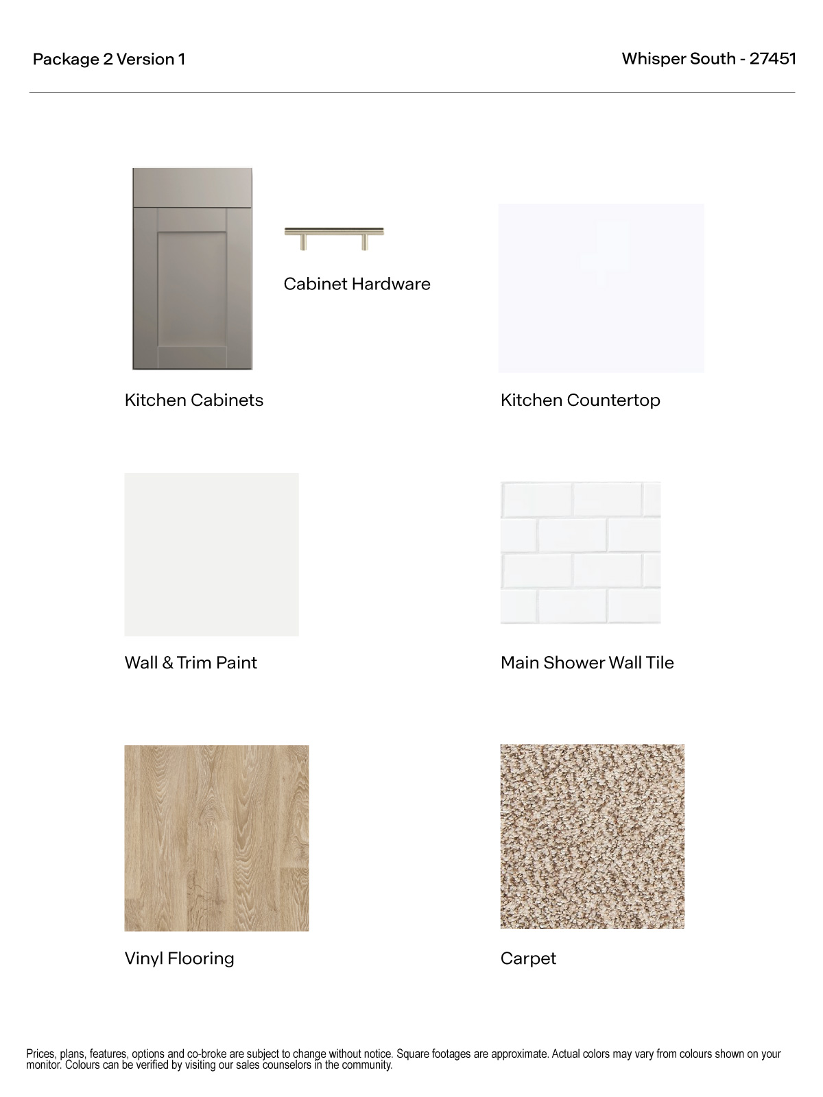 Whisper South Version 1 Package 2 Gray Cabinets with hardware and quartz kitchen countertop