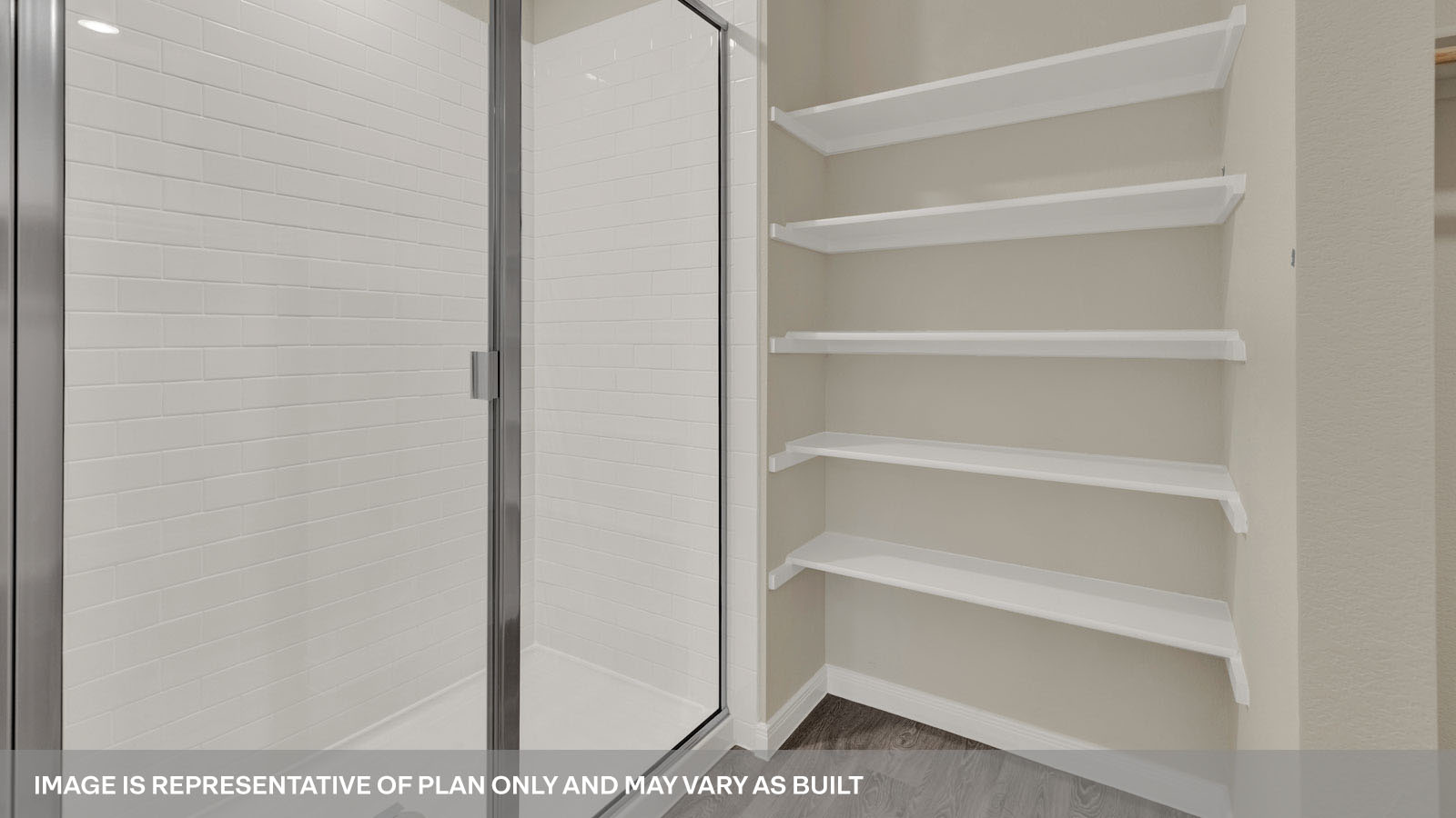 built in shelves in the bathroom