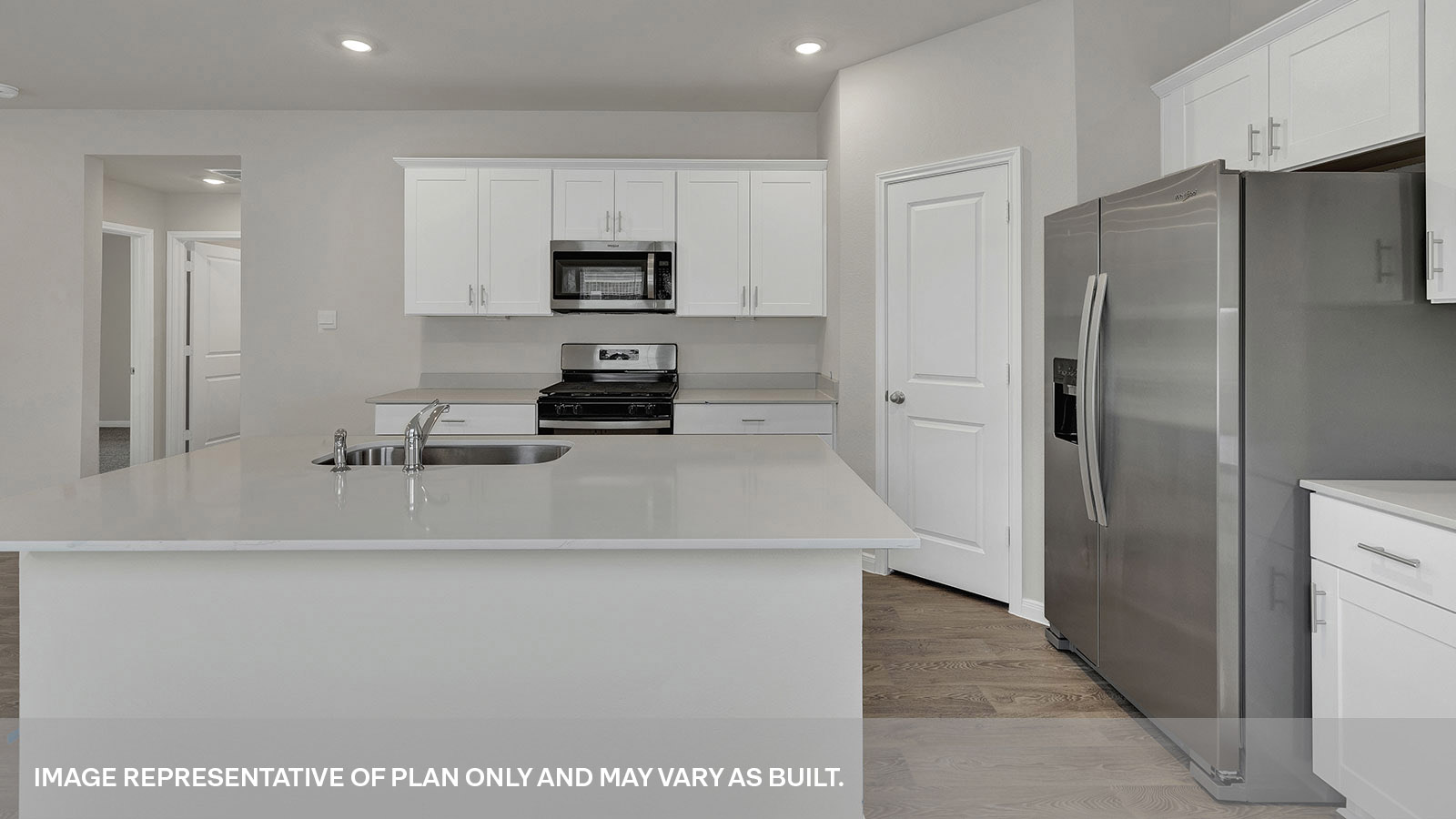 Kitchen island with quartz countertops.