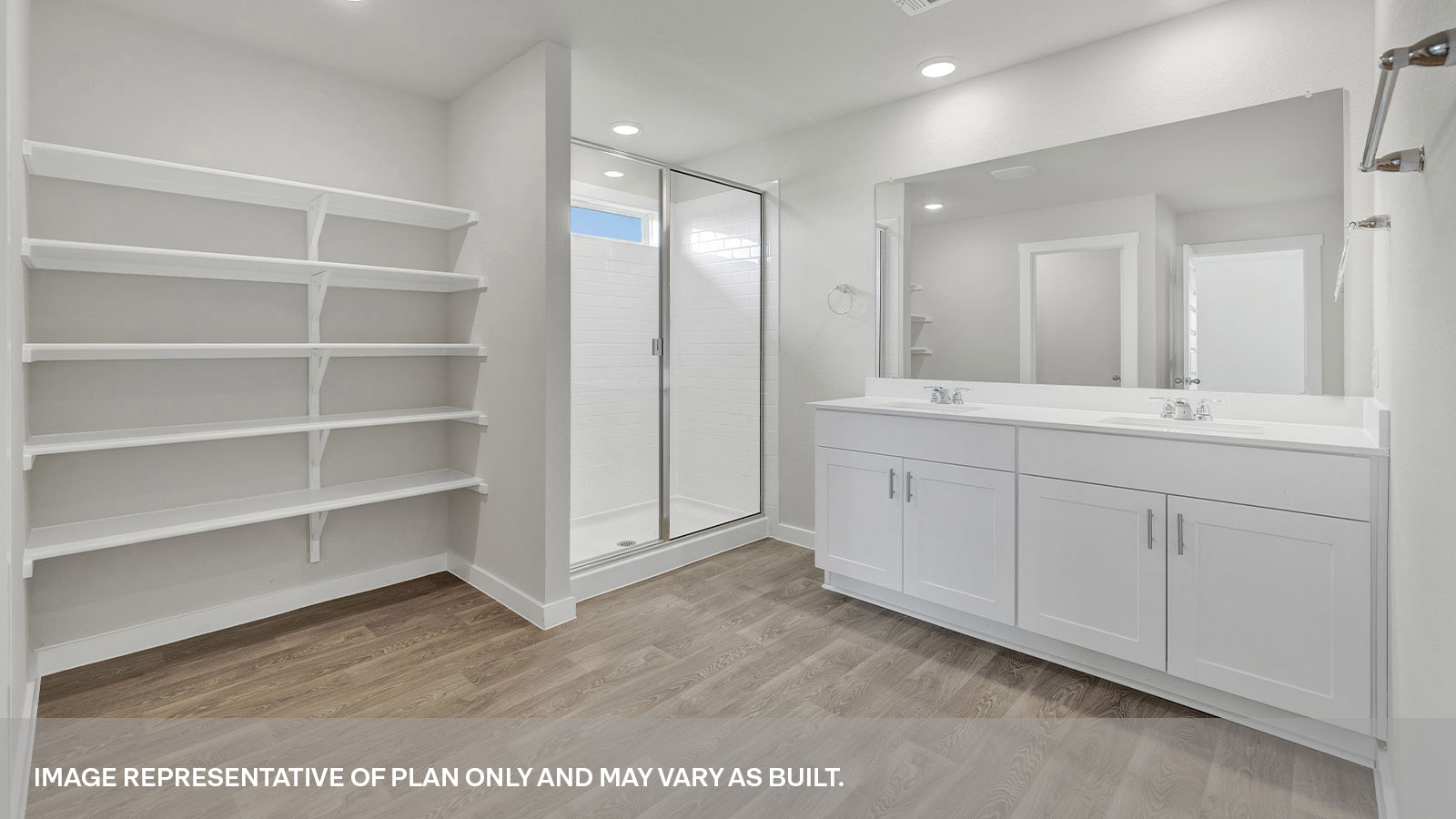 Courtland Floorplan Bathroom 1 Shelves Shower Sink