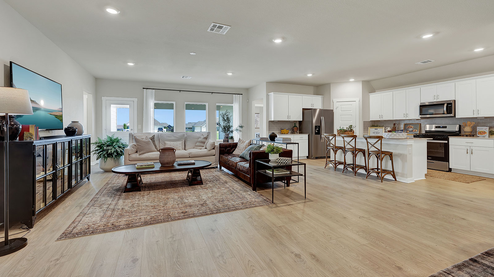 Living room opening to the kitchen.