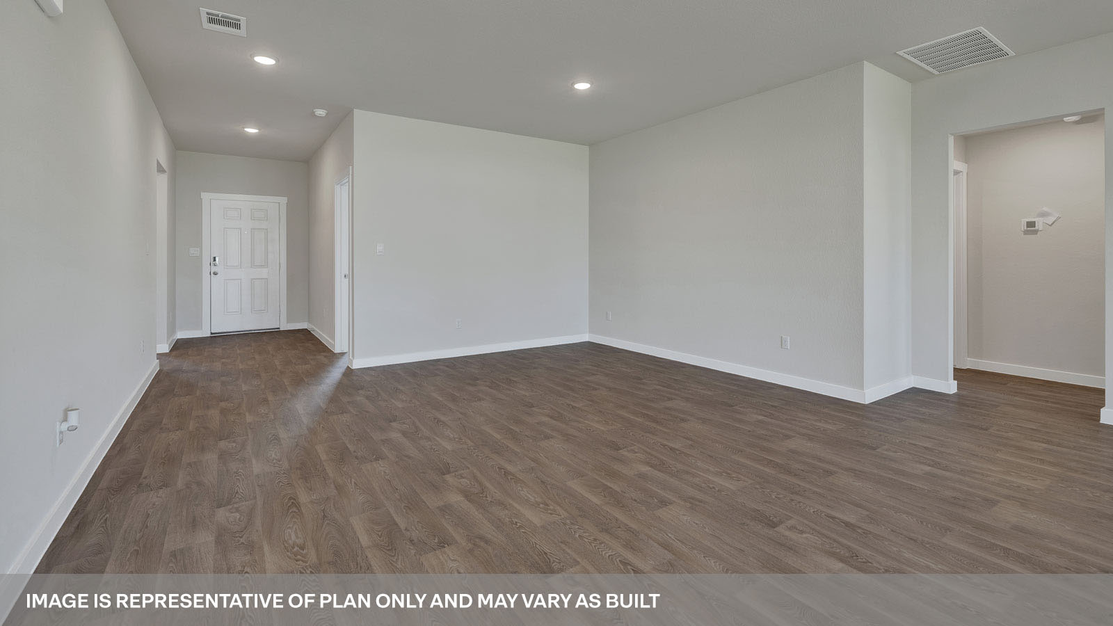 Frisco Floorplan Family Room Dining Room and Kitchen