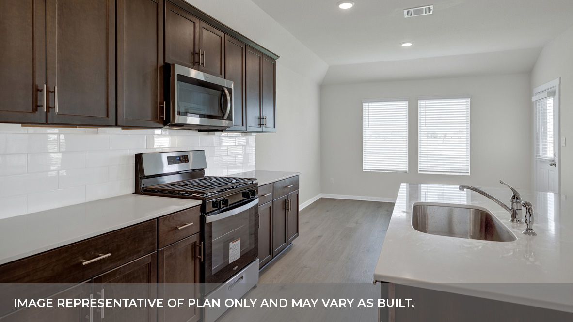 Frisco Floorplan Kitchen overlooking the Living Room