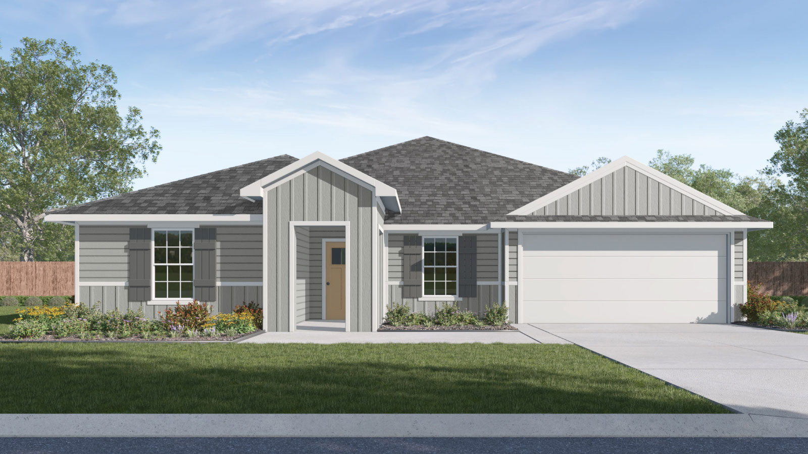 Hartland Ranch J Elevation 2 car garage rendering