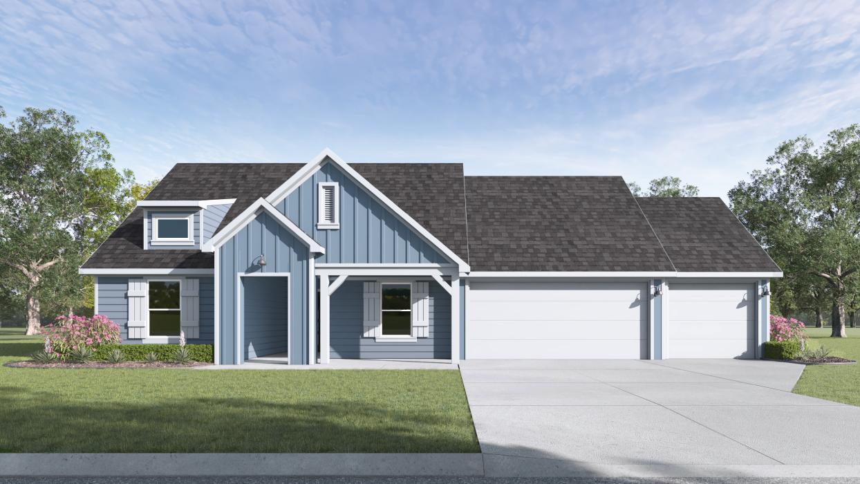 Garland Floorplan Exterior Rendering 4 bedroom 2 bath One Story