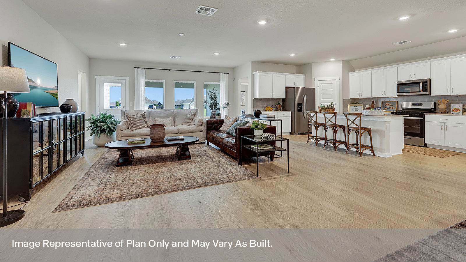 Irving Floorplan Kitchen and Living Room