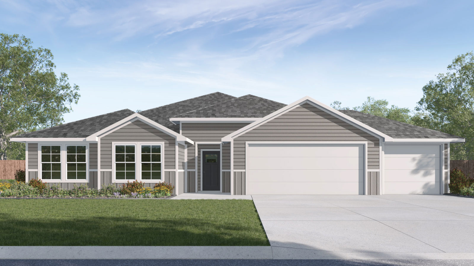 Hartland Ranch Irving Floorplan K Elevation 3 Car Garage Rendering