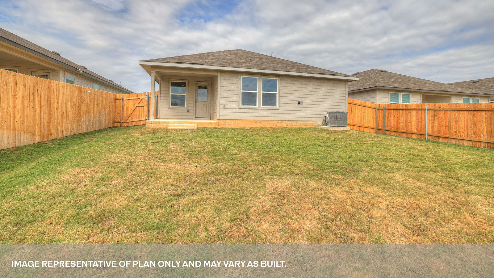 Fully sodded back yard and privacy fence