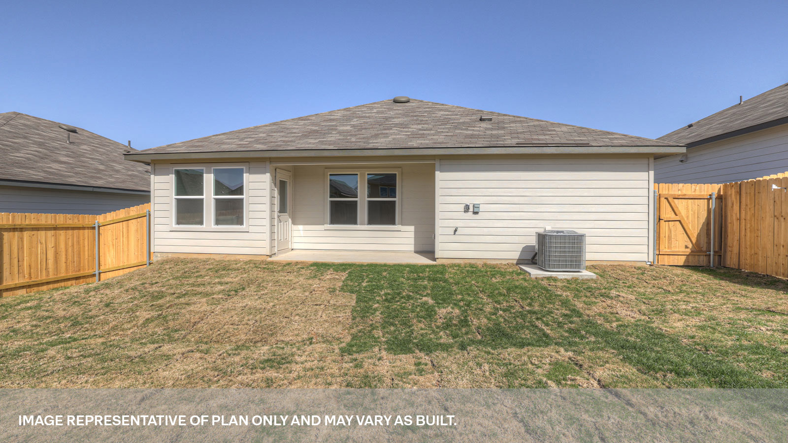 Fully sodded back yard and privacy fence