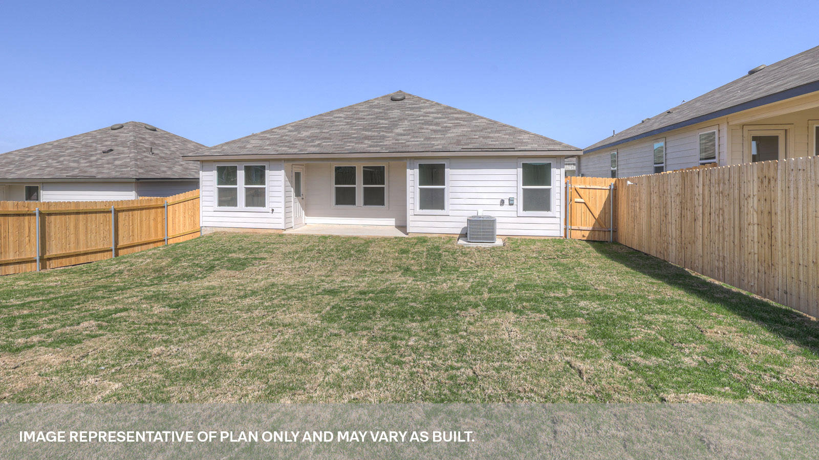 Fully sodded backyard and privacy fence.