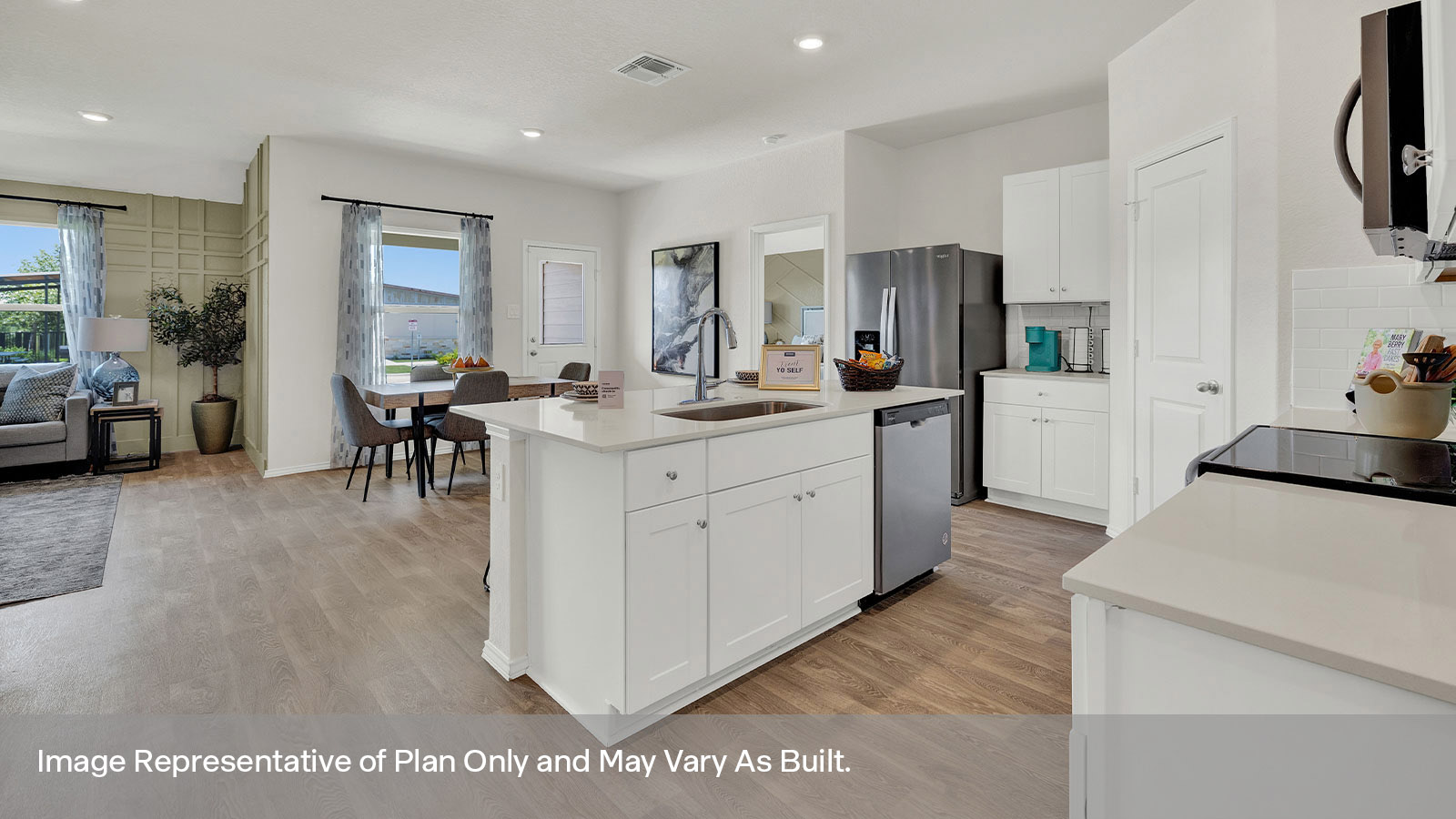 Kitchen island overlooking the dining room.