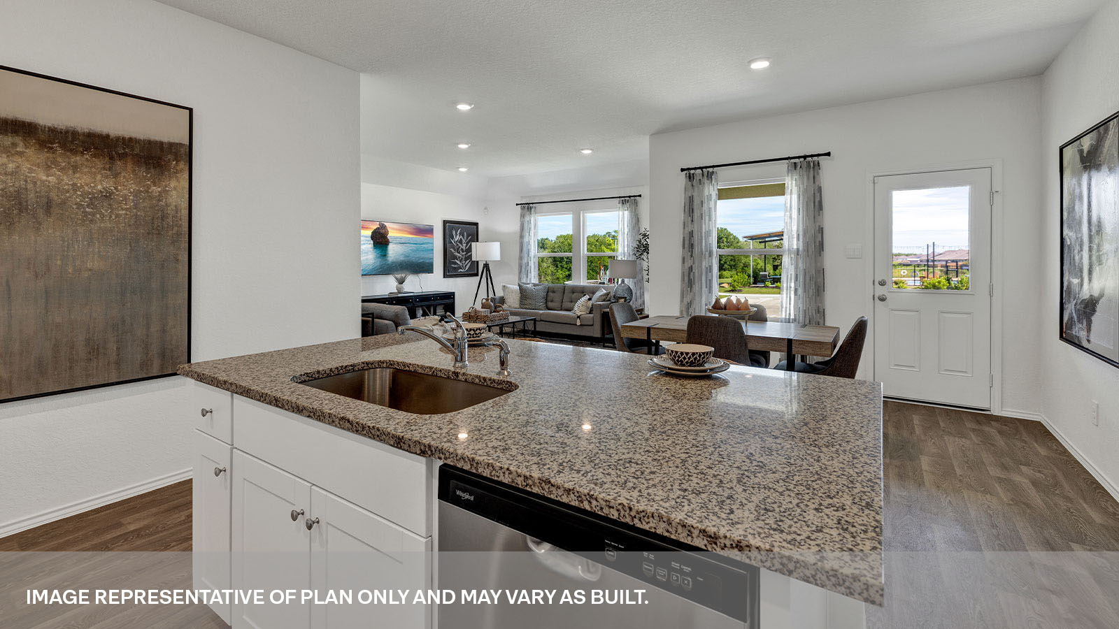 Arroyo Ranch Denton Floorplan Kitchen overlooking the dining room