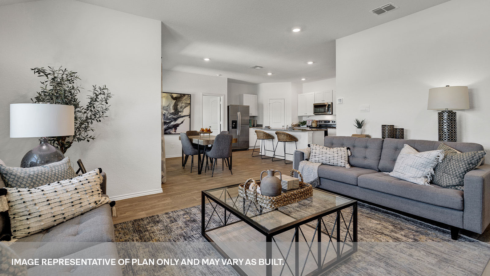 Arroyo Ranch Denton Floorplan Living Room Dining and Kitchen