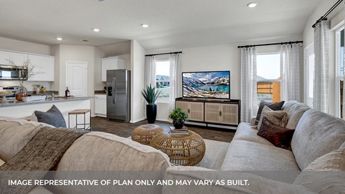 Arroyo Ranch Lakeway Floorplan Living Room and Kitchen