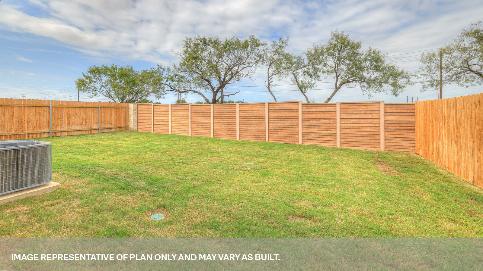 Fully sodded back yard and privacy fence