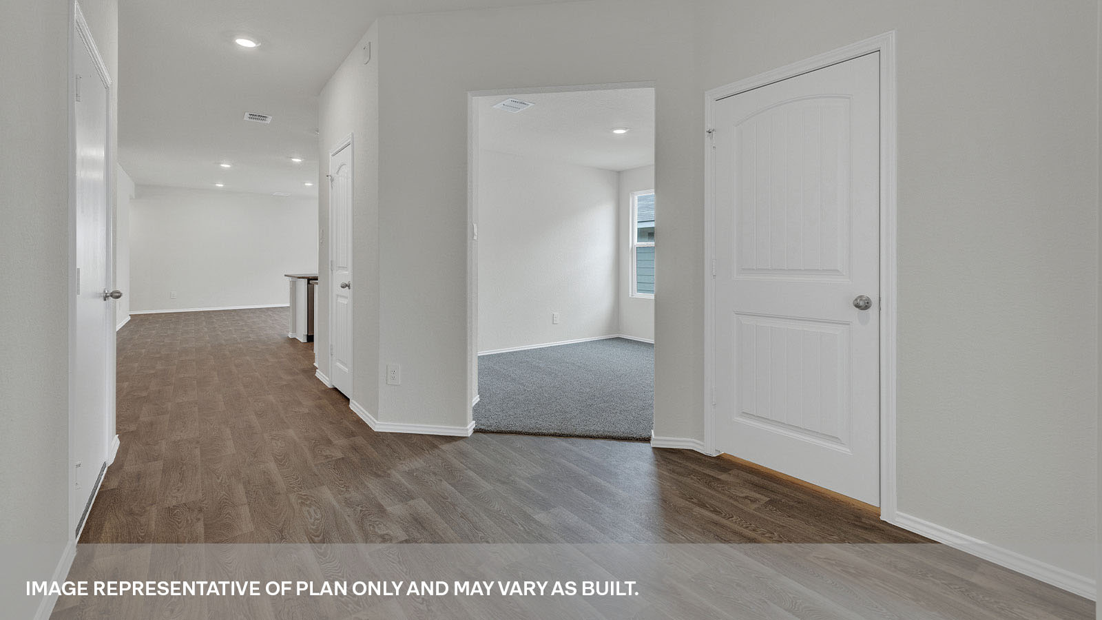 Front bedroom, Closet and Entry hallway with front door.