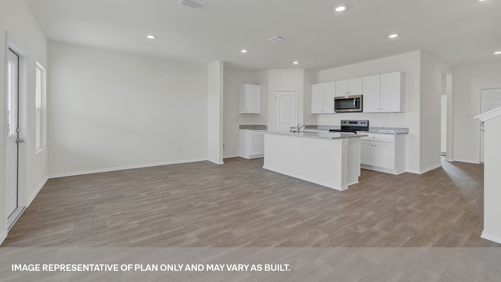Arroyo Ranch Midland Floorplan Kitchen Dining Room and Living Room