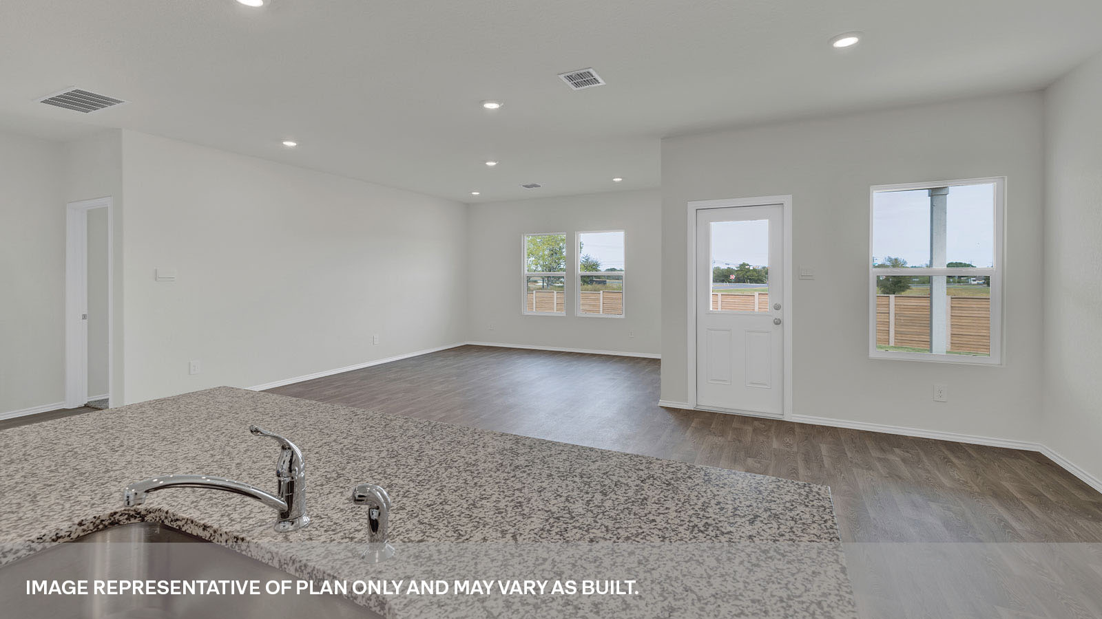 Arroyo Ranch Midland Floorplan Kitchen Dining Room and Living Room