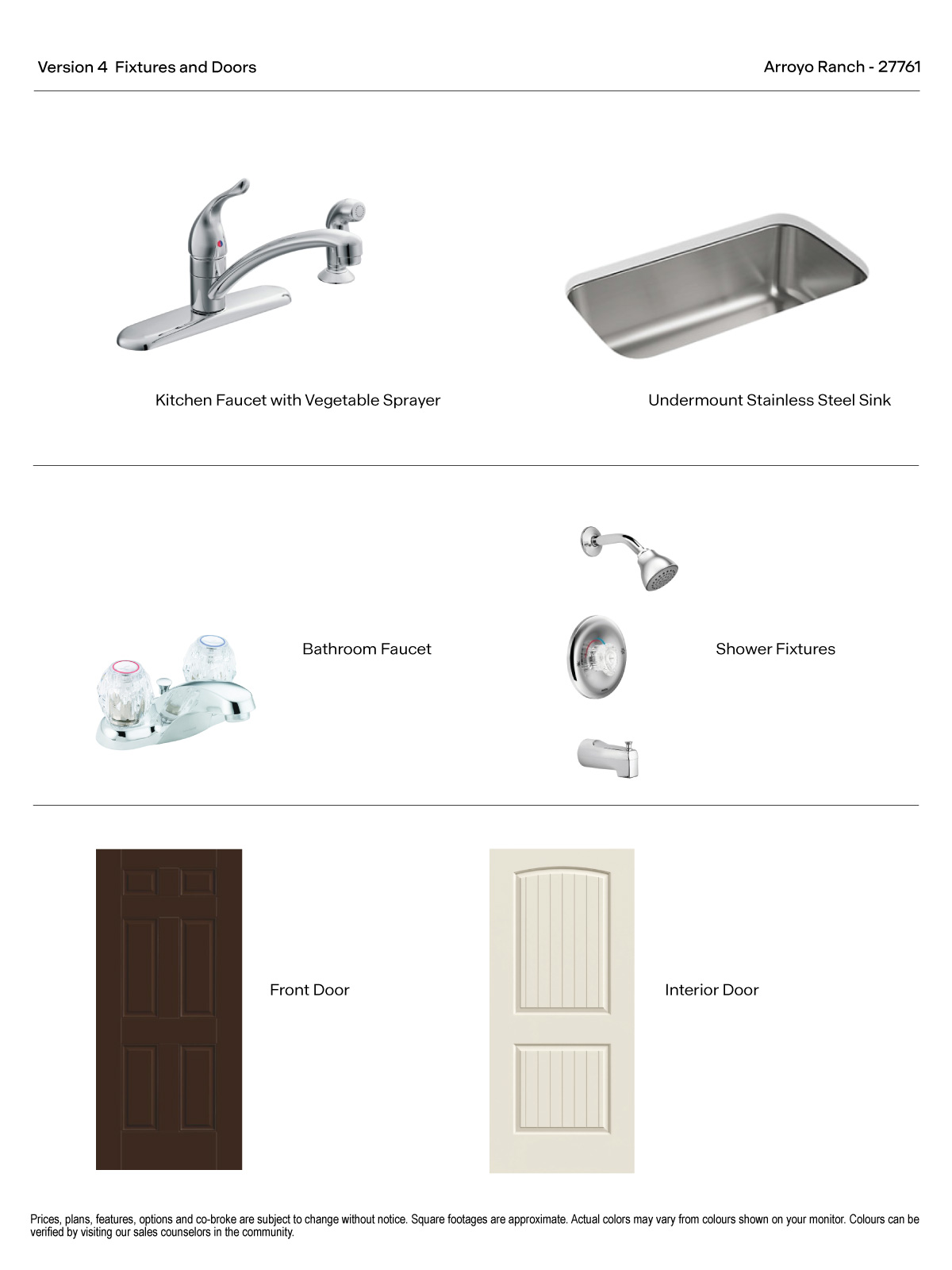 Version 4 Fixtures and Doors - Kitchen faucet with vegetable sprayer, undermount sink and 2 panel smooth doors.