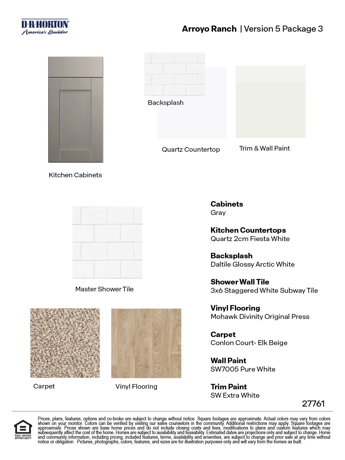Arroyo Ranch Version 5 interior color package 3 includes gray cabinets and quartz countertops