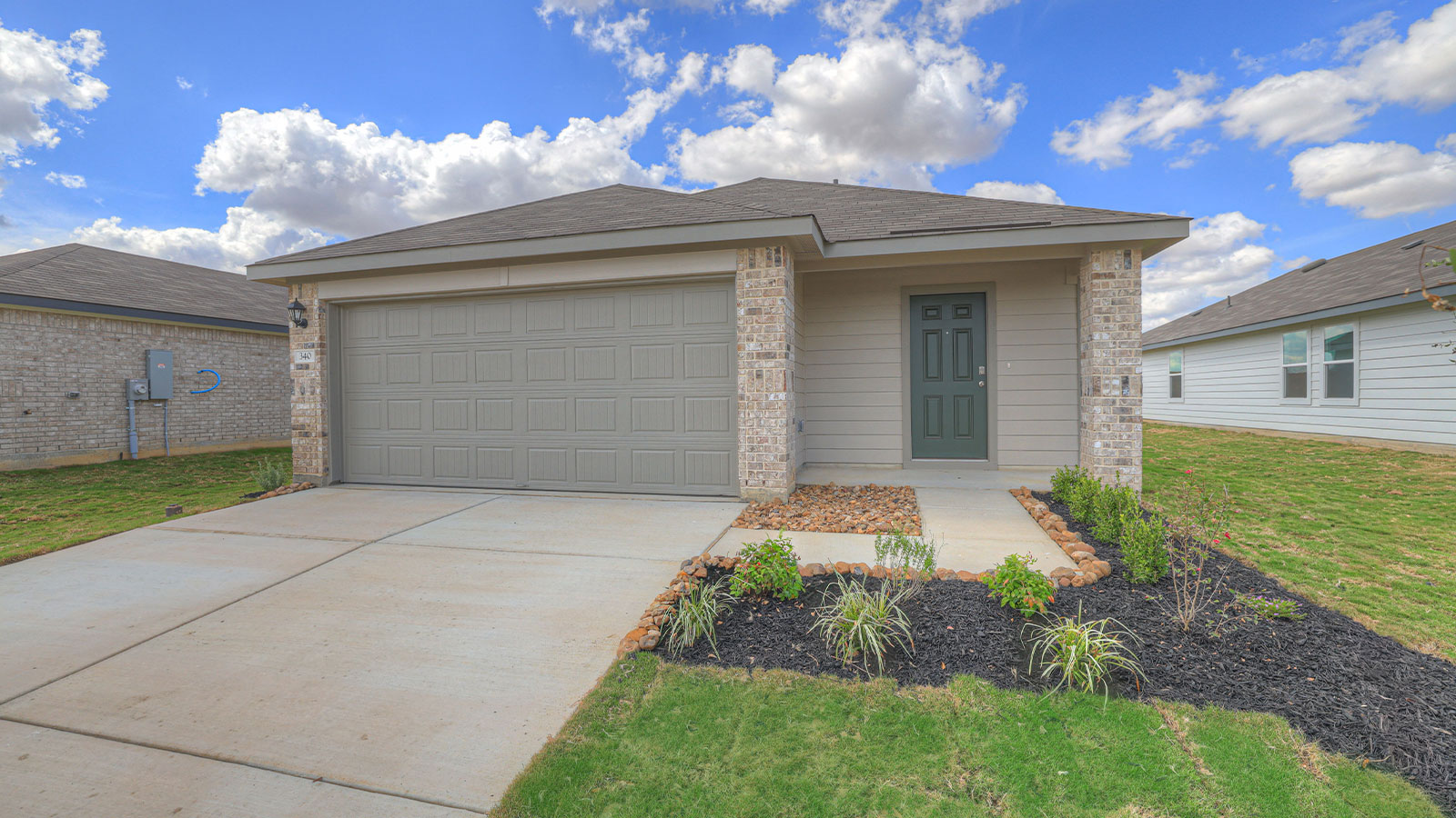 Single-story with 2 car garage.