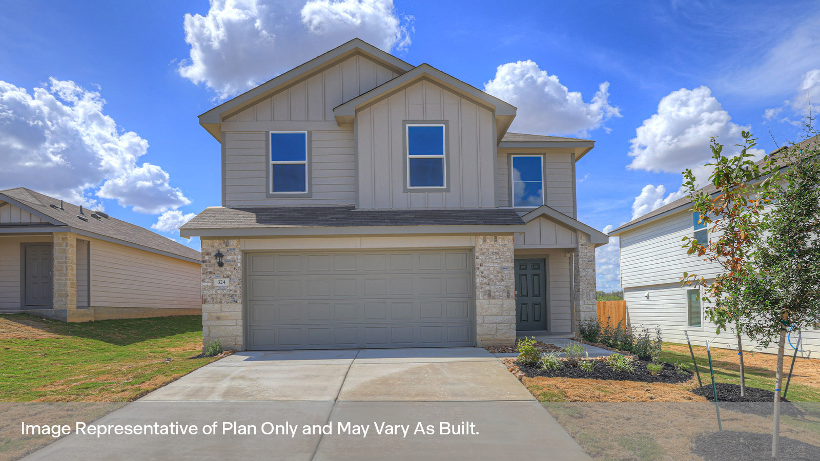 Davis floorplan B elevation rendering.