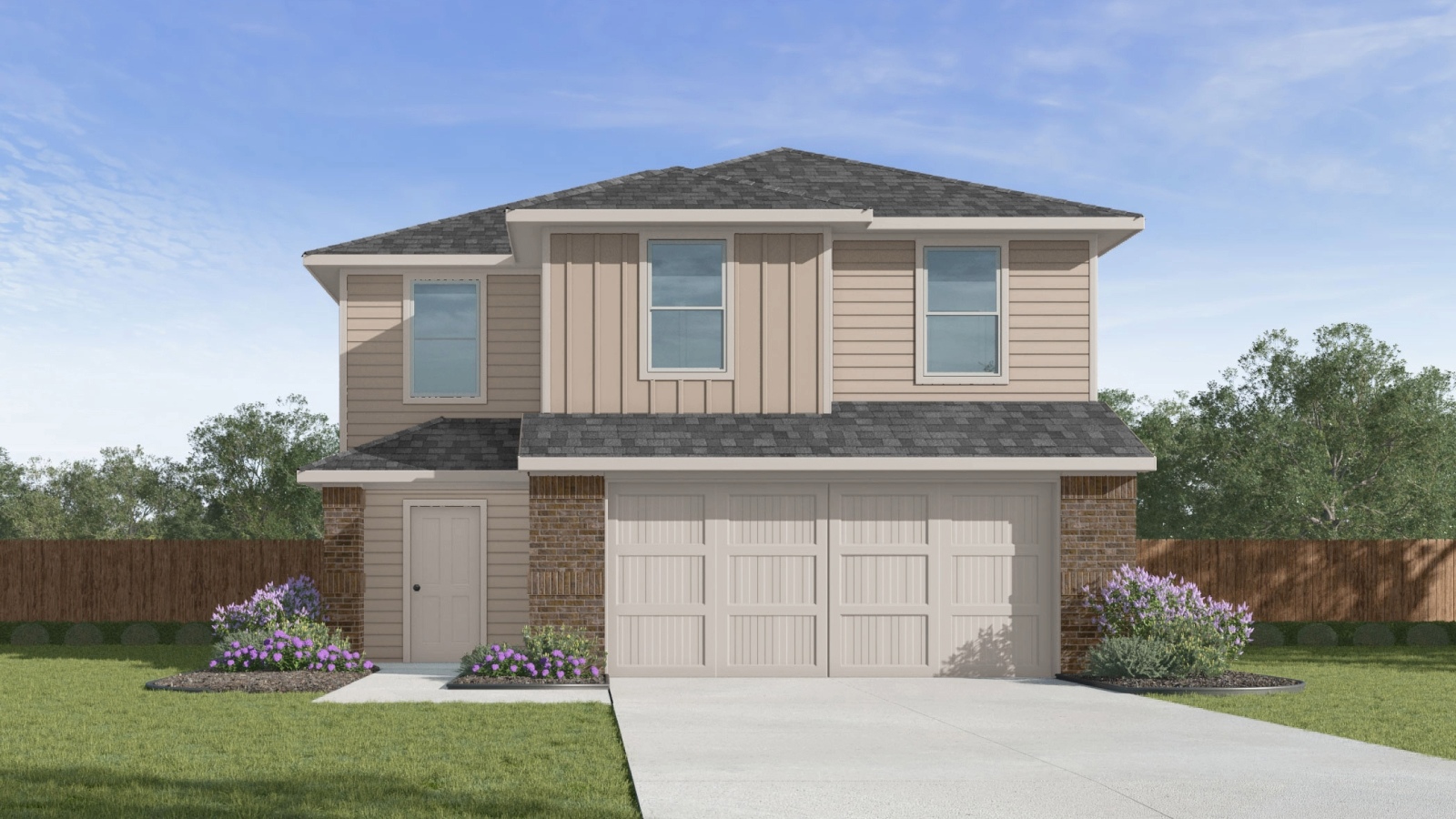 Davis floorplan A elevation rendering.