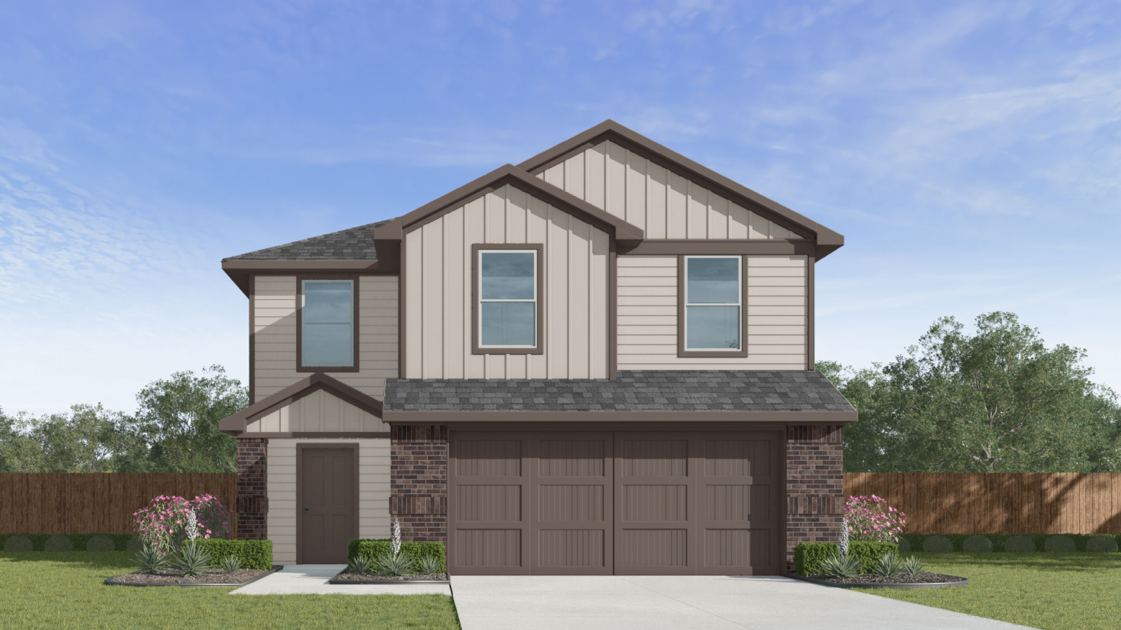 Davis floorplan B elevation rendering.