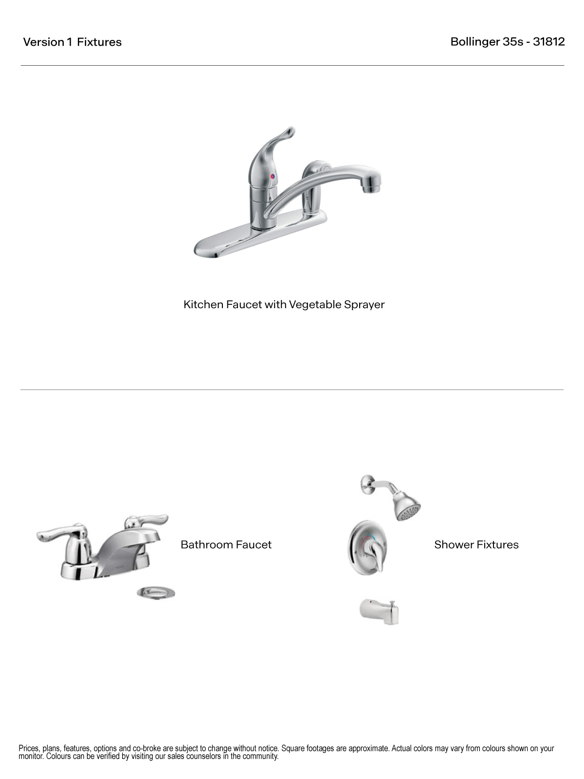 Bollinger Version 1 Kitchen fixture with vegetable sprayer and Bathroom Fixture Two Lever