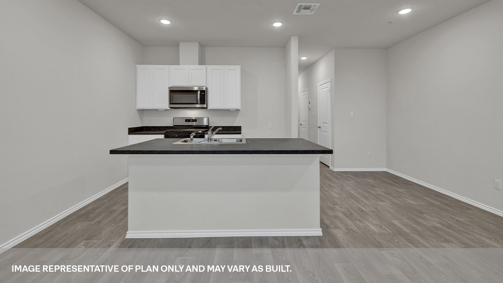 Kitchen island and dining area.