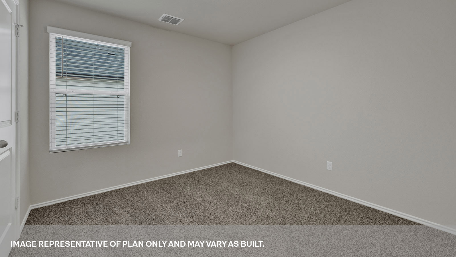 Bedroom 2 with carpeting with one window.
