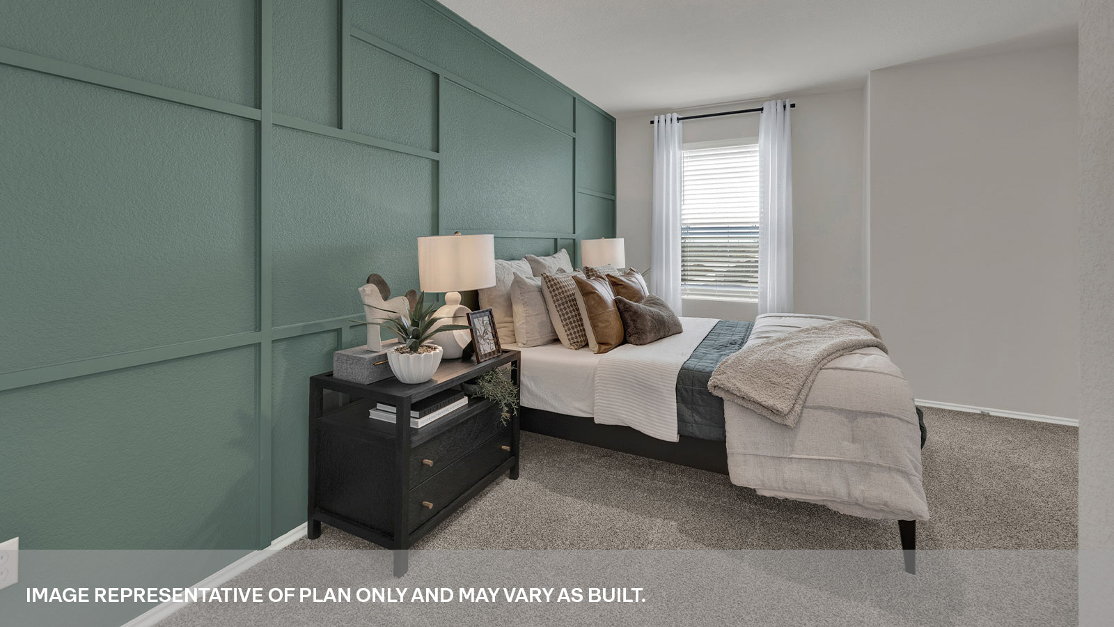 Main bedroom with carpeting with one window and entry to the bathroom and closet.