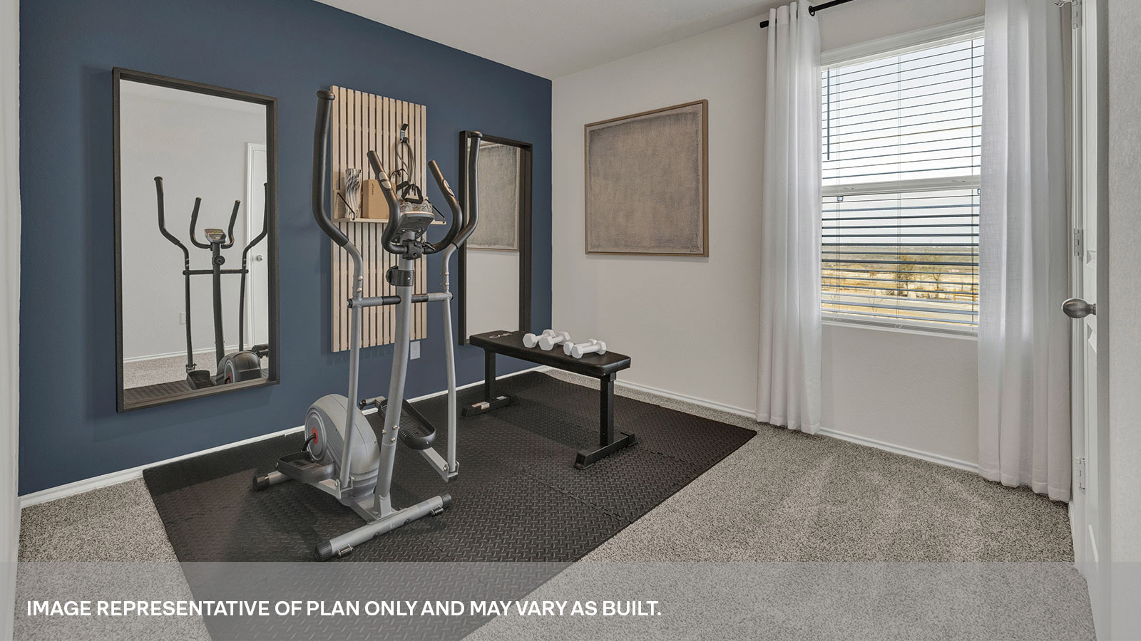 Bedroom 2 with carpeting with one window.