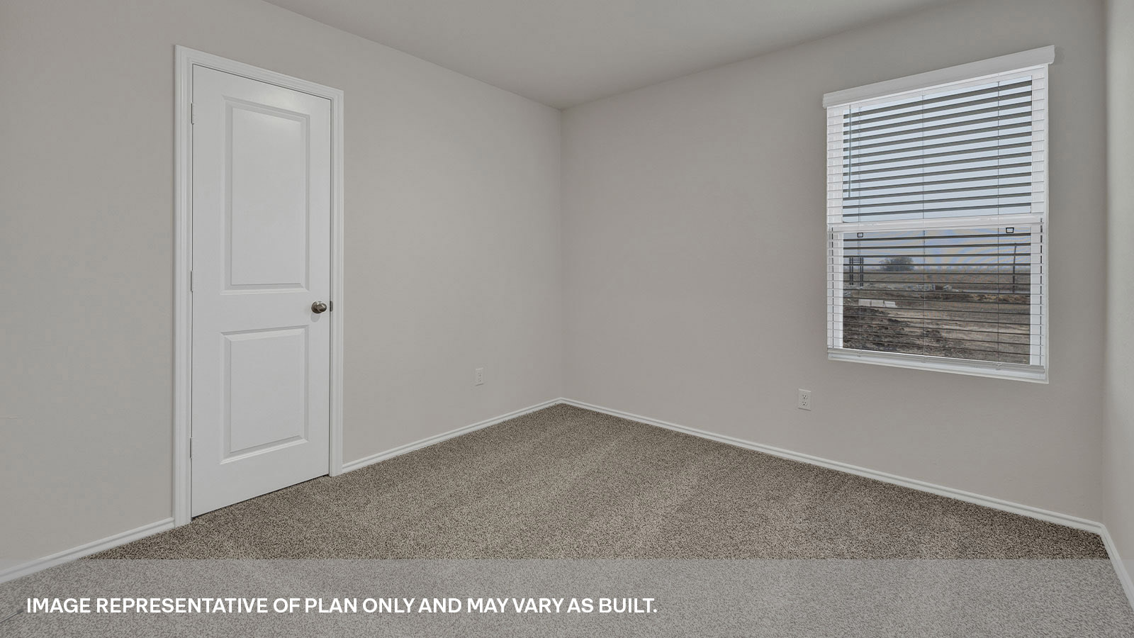 Bedroom 2 with carpeting with one window and a closet.