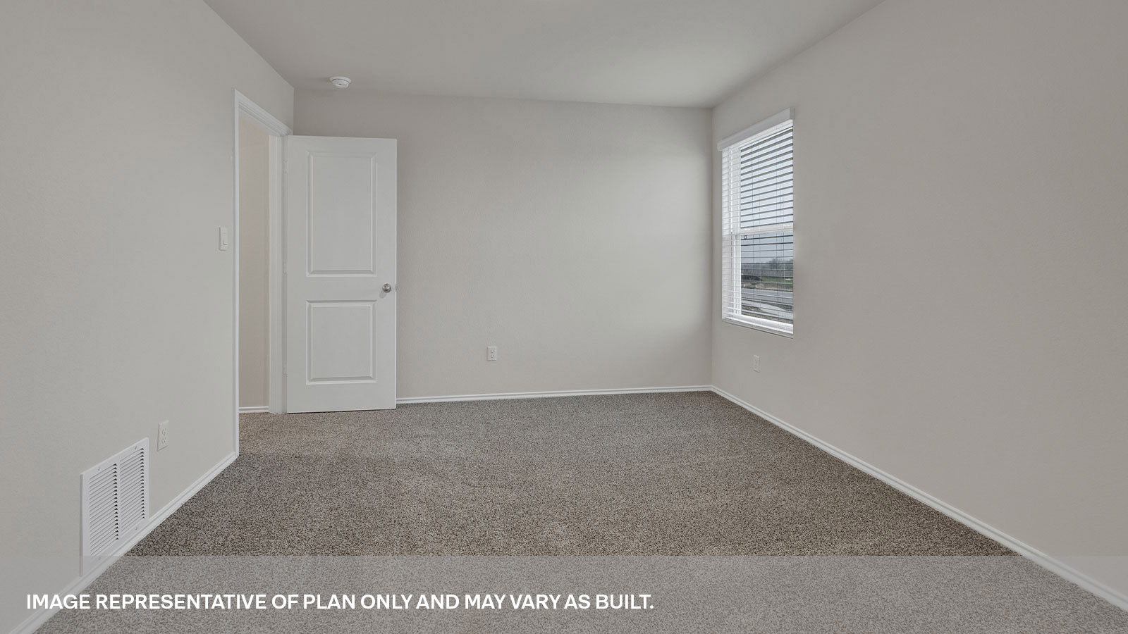 Main bedroom with carpeting with one window and entry to the bathroom and closet.