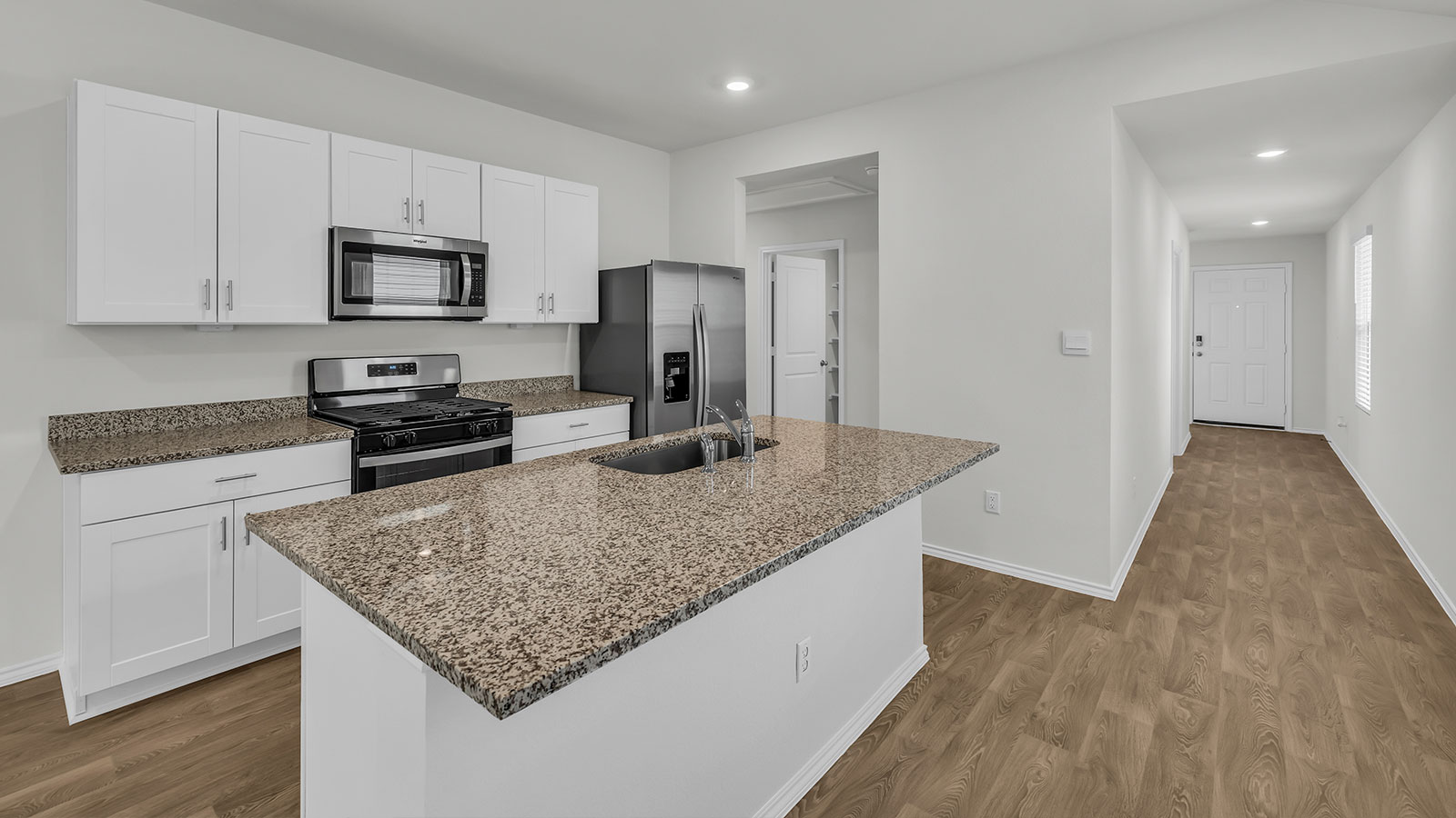 Kitchen island and entryway