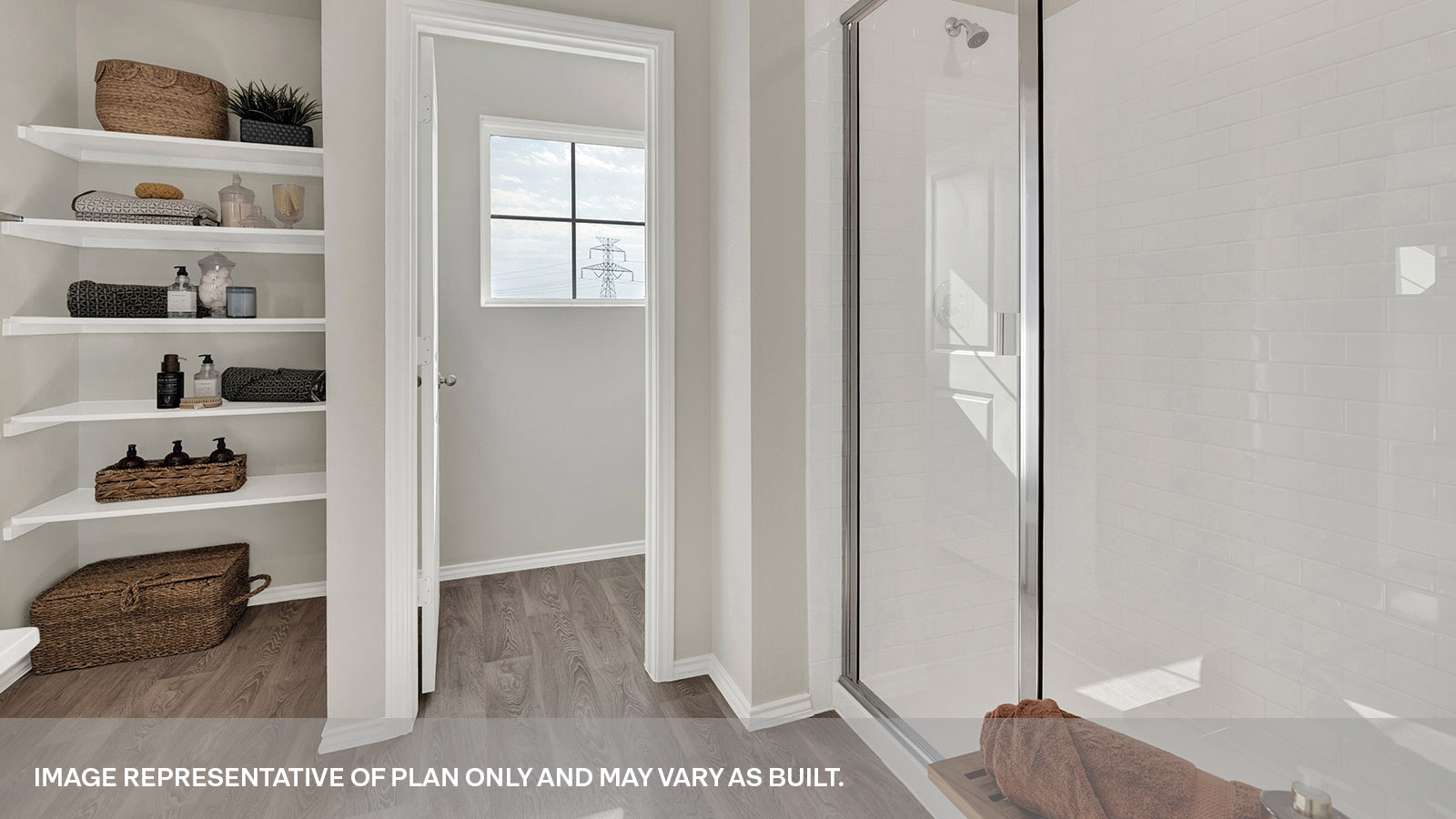 Main bathroom water closet with one window.