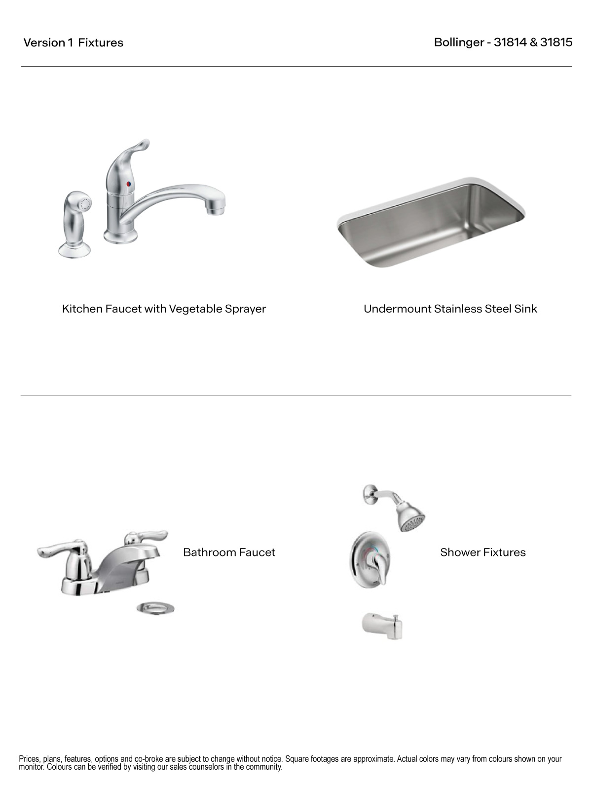 Bollinger Version 1 Kitchen fixture with vegetable sprayer, undermount sink and Bathroom Fixture Two Lever