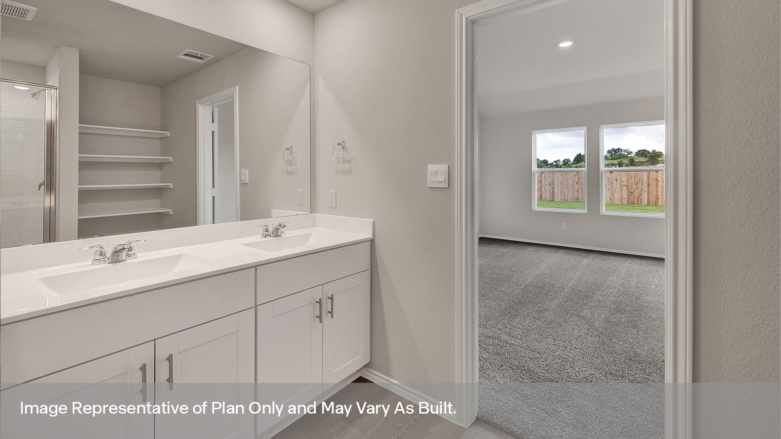 Main bathroom with vanity.