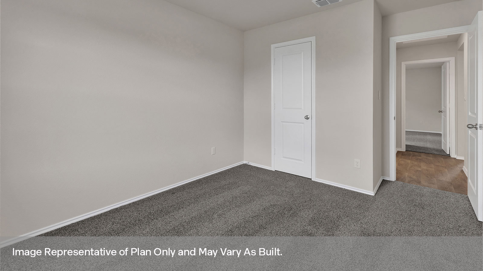 Front bedroom showing closet and entrance.