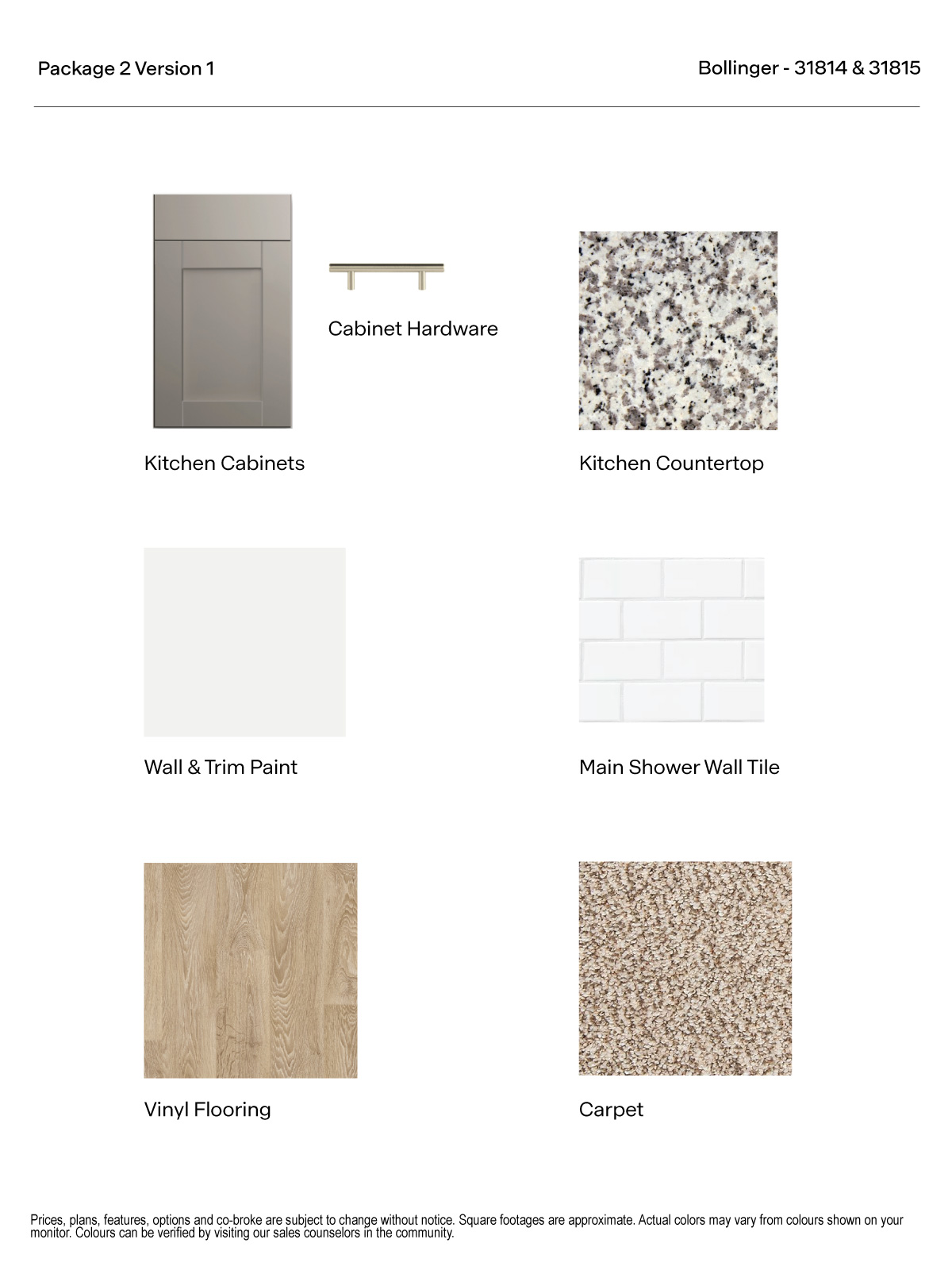 Bollinger Version 1 Package 2 Gray Cabinets with hardware and granite kitchen countertop